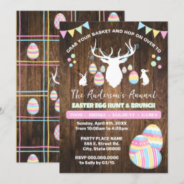 Country Easter Egg Hunt & Brunch Deer Bunnies Kaart