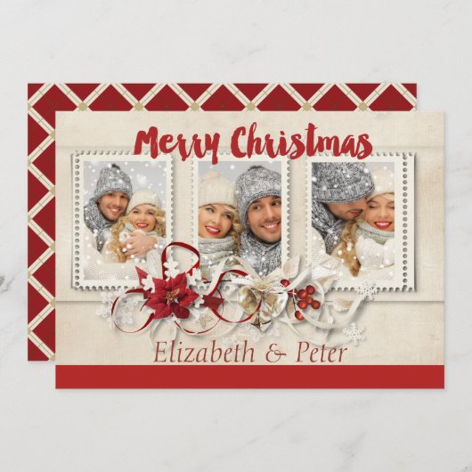 Country Elegant Photo Kerstmis Kaart (Voorkant / Achterkant)