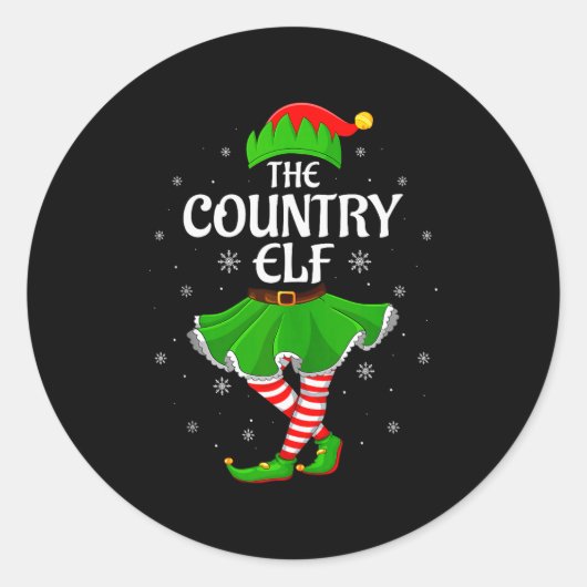Country Elf Christmas Family Girls Women Elf Squad Ronde Sticker (Voorkant)