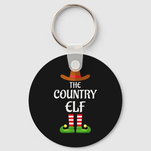 Country Elf Family Matching Group Christmas Cowboy Sleutelhanger (Voorkant)