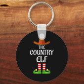 Country Elf Family Matching Group Christmas Cowboy Sleutelhanger (Voorkant)