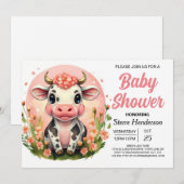 Country Enchanted Pastel Koe Baby shower Kaart (Voorkant / Achterkant)