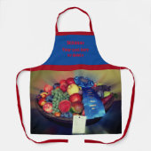 Country Fair Blauw lint Fruit gepersonaliseerd Schort (Voorkant)