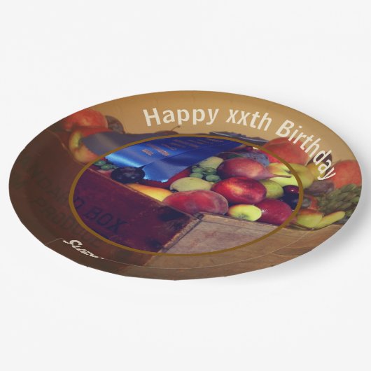 Country Fair Fruit Gepersonaliseerde Verjaardagsfe Papieren Bordje (Gekanteld)