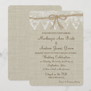 Country Fair Kant en Burlap Wedding Kaart