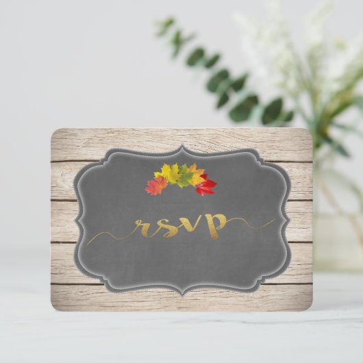 Country Fall verlaat muziekblad bruiloft RSVP (Staand voorkant)