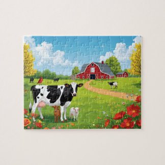 Country Farm Animals with Barn Landscape Legpuzzel
