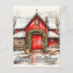 Country Farm Kerstmis   Prettig feest iedereen Briefkaart