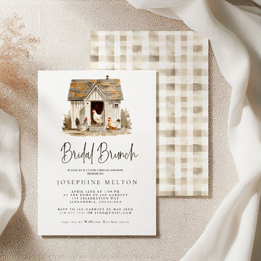 Country Farm Kippe Bruiloft Brunch Kaart