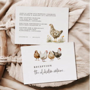 Country Farm Kippe Huwelijksreceptie Kaarten RSVP Kaartje