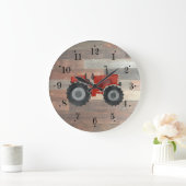 Country Farmhouse Red Tractor Faux Wood Wall Clock Grote Klok (Huis)