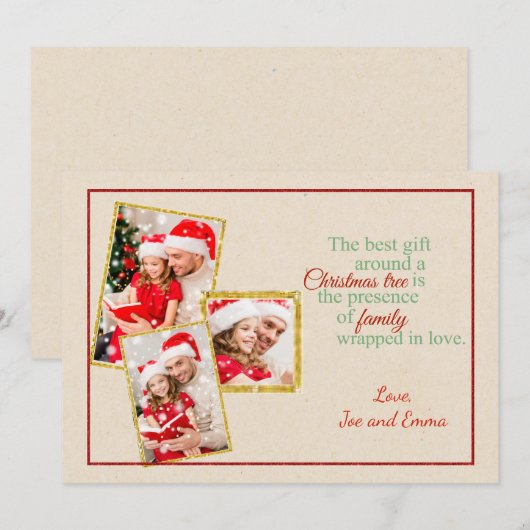 Country Faux Cardboard Kaart voor kerstfoto's (Voorkant / Achterkant)