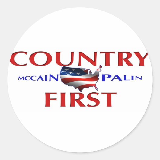 Country First John McCain Sarah Palin stickers (Voorkant)