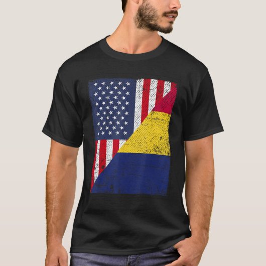 Country Flag Design  Half USA Half Chad T-shirt (Voorkant)