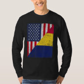 Country Flag Design Half USA Half Chad T-shirt (Voorkant)