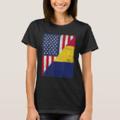 Country Flag Design Half USA Half Chad T-shirt (Voorkant)