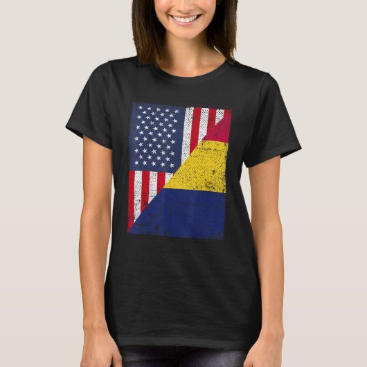 Country Flag Design  Half USA Half Chad T-shirt (Voorkant)