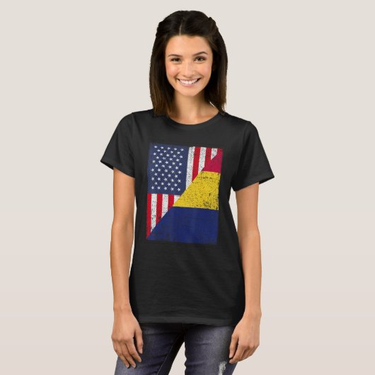 Country Flag Design  Half USA Half Chad T-shirt (Voorkant volledig)