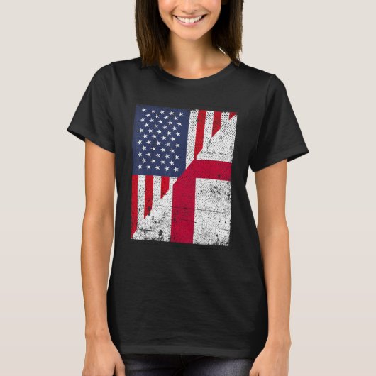Country Flag Design  Half USA Half England T-shirt (Voorkant)