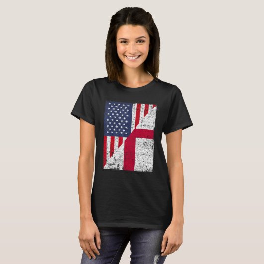 Country Flag Design  Half USA Half England T-shirt (Voorkant volledig)