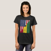 Country Flag Design Half USA Half Ghana T-shirt (Voorkant volledig)