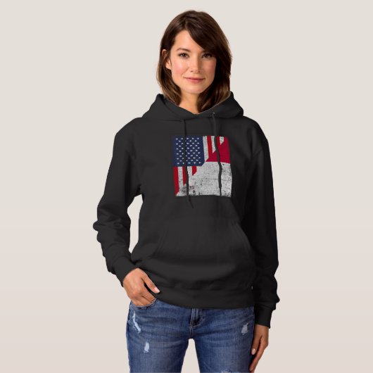 Country Flag Design  Half USA Half Malta Hoodie (Voorkant volledig)
