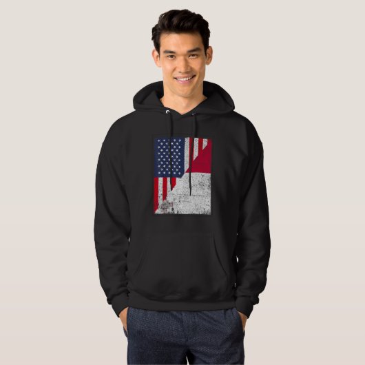 Country Flag Design Half USA Half Malta Hoodie (Voorkant volledig)