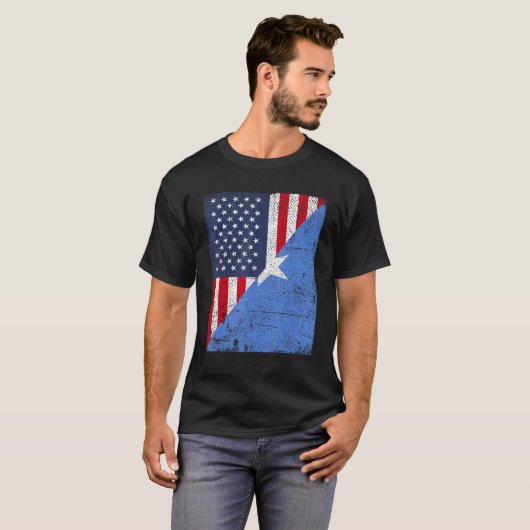 Country Flag Design  Half USA Half Somalia T-shirt (Voorkant volledig)
