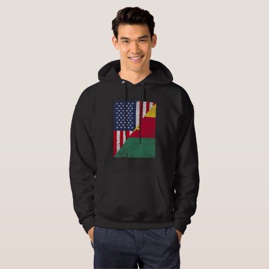 Country Flag  Half USA Half Cameroon Hoodie (Voorkant volledig)