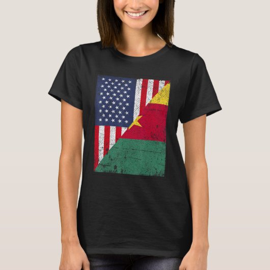 Country Flag  Half USA Half Cameroon T-shirt (Voorkant)