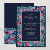 Country Floral Aardbeien Waterverf Afstuderen Kaart (Voorkant / Achterkant)