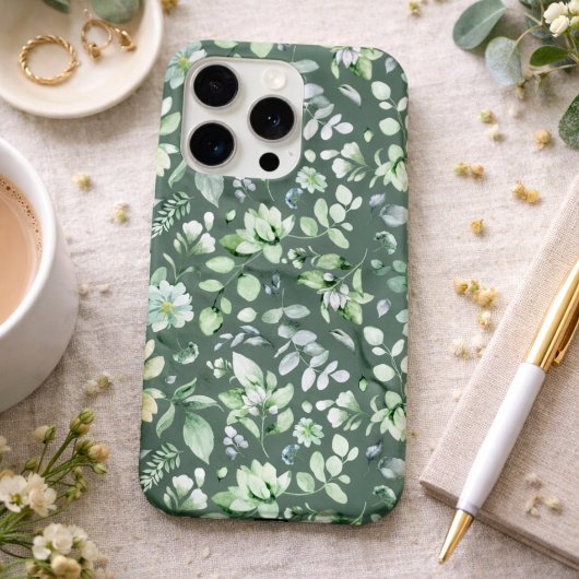Country Floral Sage Green  iPhone Hoesje