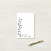 Country flower daisy zwarte naam post-it® notes (Op bureau)