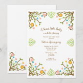 Country Flower Lijst Baby shower Kaart (Voorkant / Achterkant)