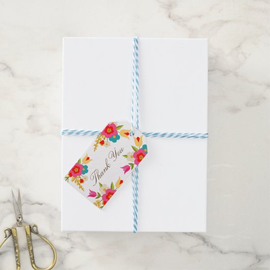 Country Flowers Bedankt Cadeaulabel (Met Touw)