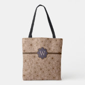 Country Flowers: Geelbruin en Paarse Monogram Tote Bag (Achterkant)