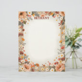 Country Flowers on Burlap Stationery Paper Briefhoofd (Staand voorkant)