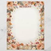 Country Flowers on Burlap Stationery Paper Briefhoofd (Voorkant)