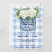 Country Flowers Schattige Gingham Blue Jean Baby s Kaart (Voorkant)