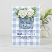 Country Flowers Schattige Gingham Blue Jean Baby s Kaart (Staand voorkant)