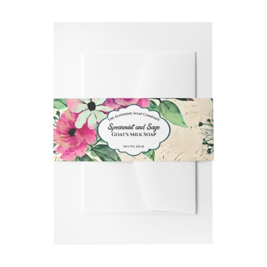 Country Flowers Zeep Belly Band Uitnodigingen Wikkel (Voorkant Voorbeeld)