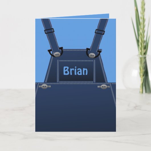 Country Folk Blue Overalls Custom Kaart (Voorkant)
