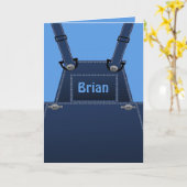 Country Folk Blue Overalls Custom Kaart (Gele Bloem)