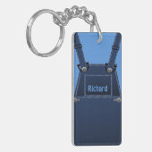 Country Folk Blue Overalls Custom Sleutelhanger (Voorkant Links)