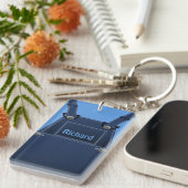 Country Folk Blue Overalls Custom Sleutelhanger (Voorkant Rechts)