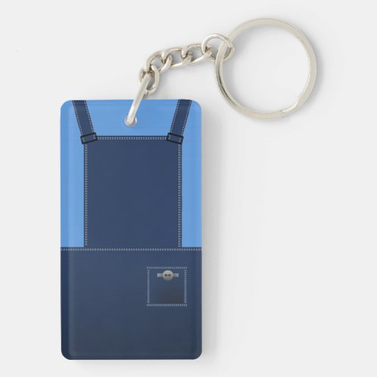 Country Folk Blue Overalls Custom Sleutelhanger (achterkant)