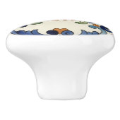 Country Folk Flower Mediterranean Blue Orange Keramische Knop (Zijkant)