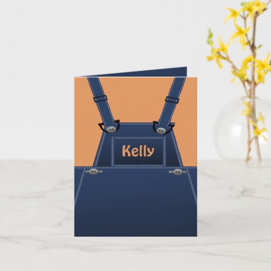 Country Folk Overalls Custom Kaart (Gele Bloem)