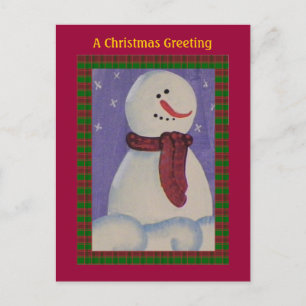 Country Folk Snowman Holiday Feestdagenkaart