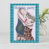 country Folk Snowman Holiday Party Kaart (Staand voorkant)